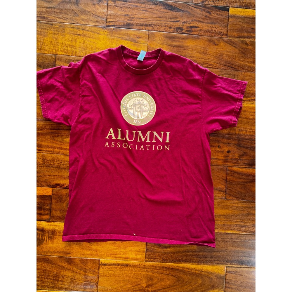 Gildan T-Shirt Mens L Garnet Red Excellent FSU Alumni Association Graphic Tee